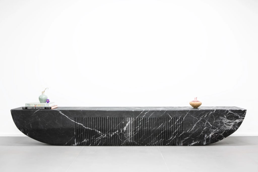 Long Sleek Modern Marble Table Black