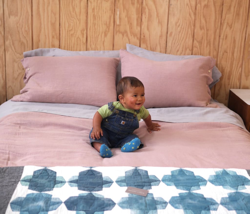 linen bed makeover by rough linen