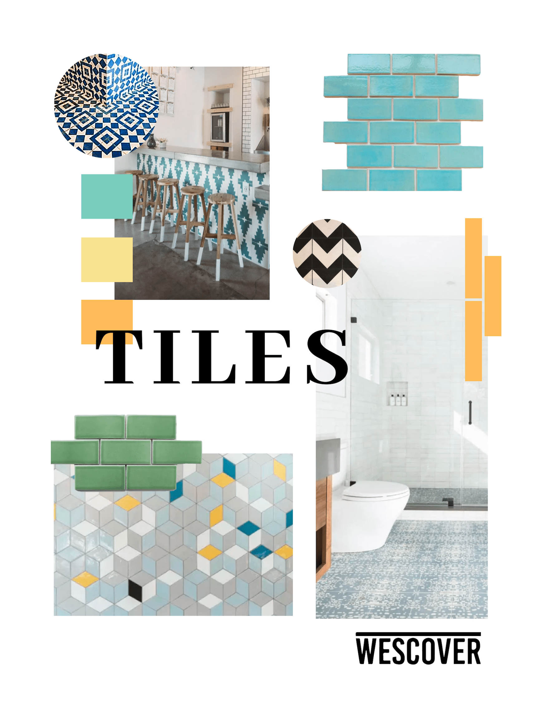 Tiles Moodboard. All items displayed are seen on Wescover.