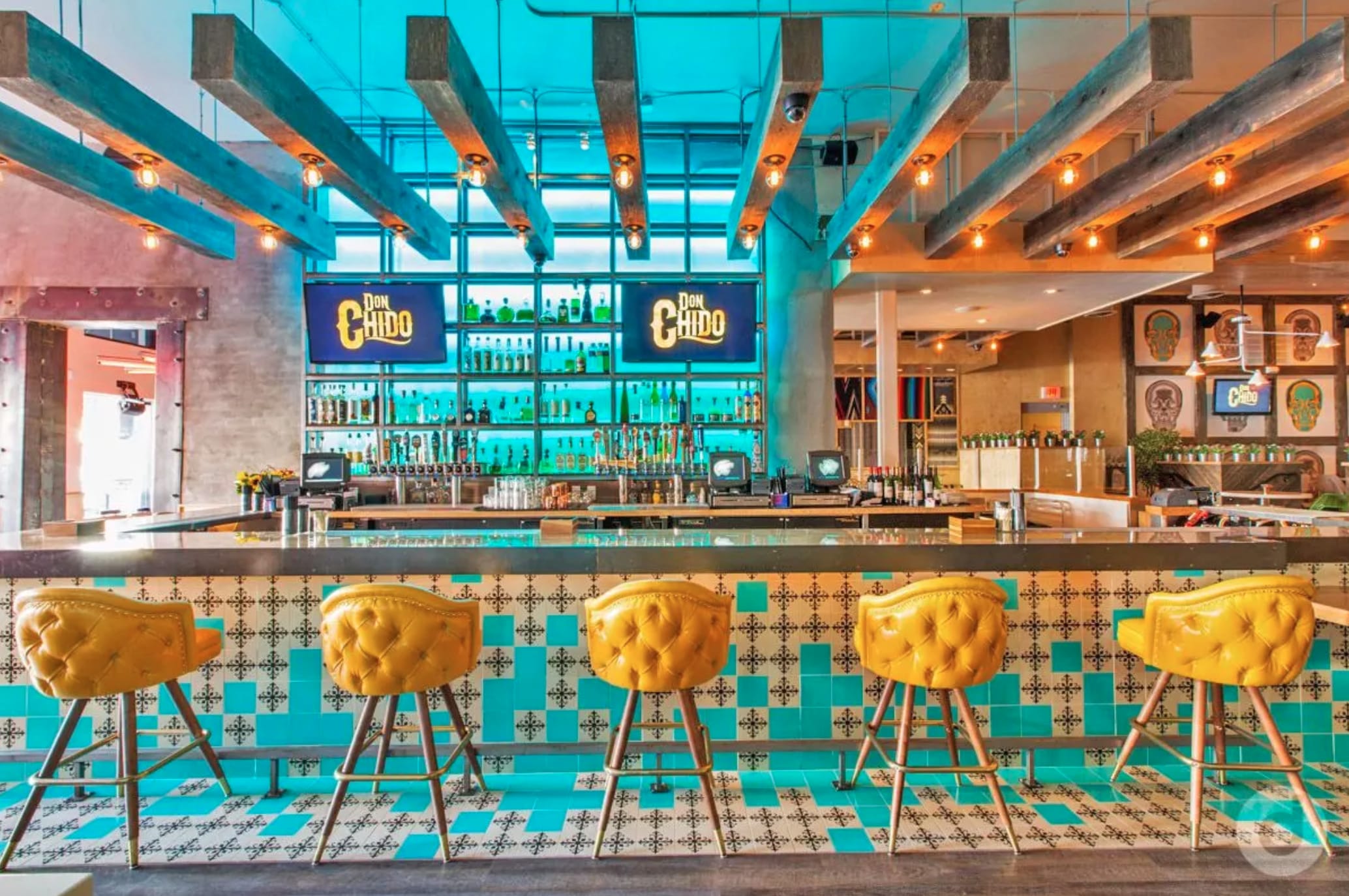 Modern yellow bar stools