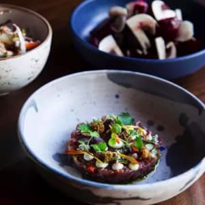 Sage Splash Serving Bowl at Fixe in Austin