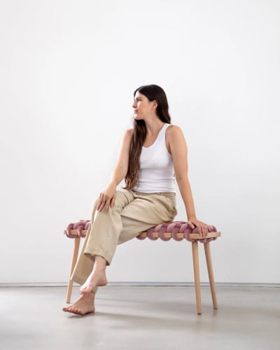 Cluster of knot ottomans in mixed tones