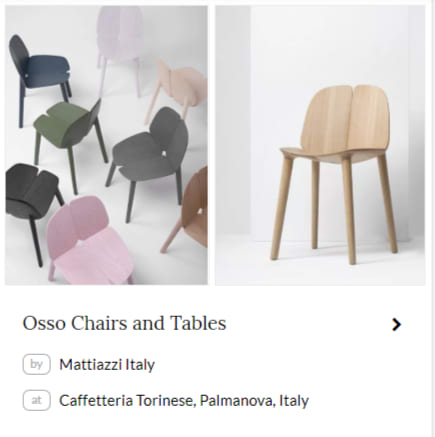 Osso Chairs and Tables by Mattiazzi Italy at Caffetteria Torinese in Palmanova, Italy. As seenon Wescover.