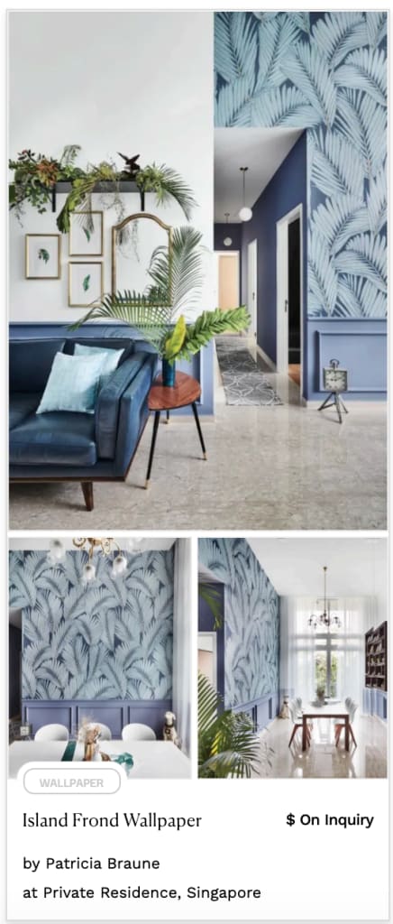 giant blue banana leaves pastel wallpaper print