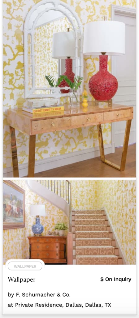 two tone yellow and white pastel wallpaper branch pattern