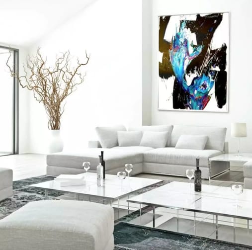 Contemporary abstract painting in modern home by Peter Tirantos in Miami