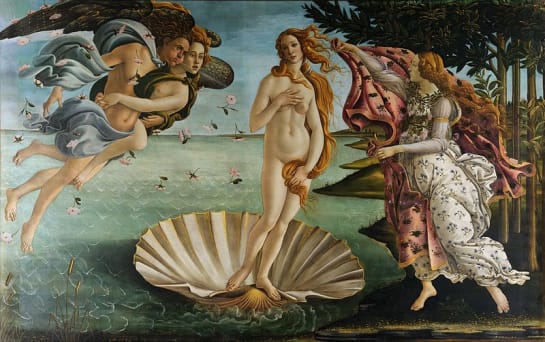 Sandro Botticelli, The Birth of Venus. 1484-1486 The Uffizzi Galleries, Florence.