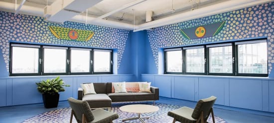 Sky room blue and modern office space