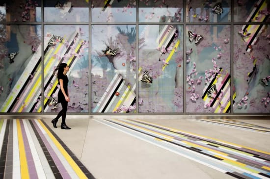 hyper-realistic and geometric art installation