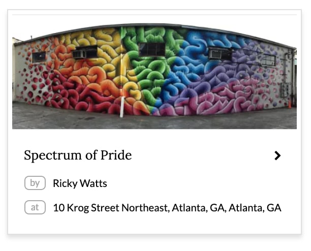 Spectrum of Pride Street Murals by Ricky Watts in 10 Krog Street Northeast, Atlanta, GA.Ricky Watts CA, Murals Street MuralsArt Ricky Watts is a Northern California based aerosol artist, most notably recognized for his abstract works of fluid shapes and color patterns.