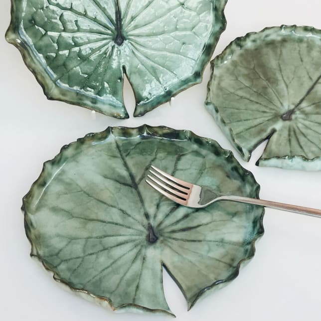 Pond Lily Leaf Dish by Sonya Ceramic Art