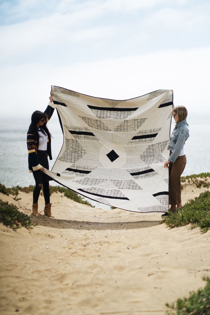 White and black geometric quilt
