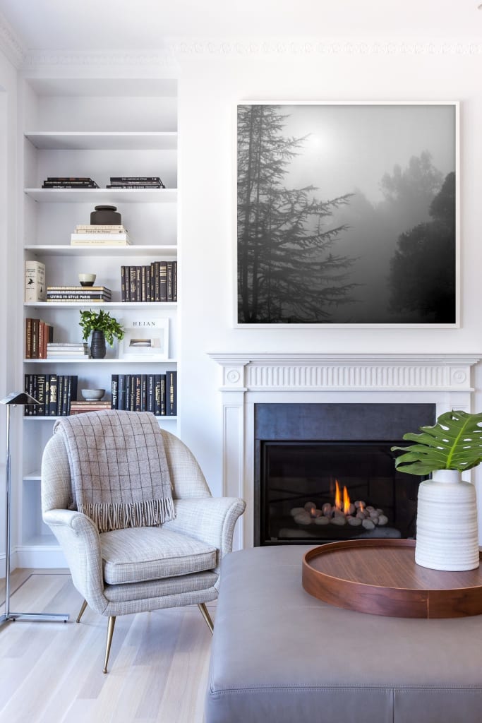 "Weathering - Black and white, fog, trees" Photography by Tabitha Soren in a Private Residence, Houston, TX.