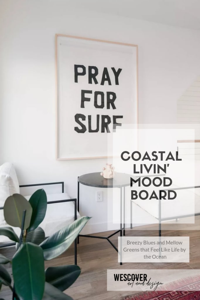 Coastal Livin Mood Board. All items displayed are as seen on Wescover.