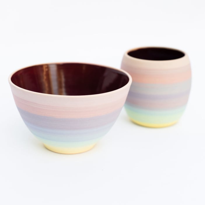 Rainbow Ombre Bowl by Tina Fossella Pottery