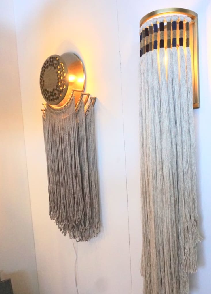 Mixed material fiber lighting by Leyla Gans for M2C Studio at WestEdge 2019. Wescover