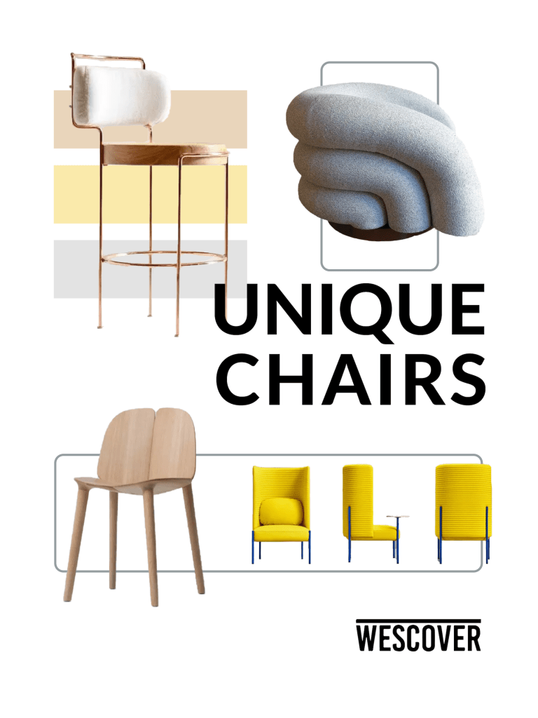 Unique Chairs Moodboard. All items displayed are seen on Wescover.