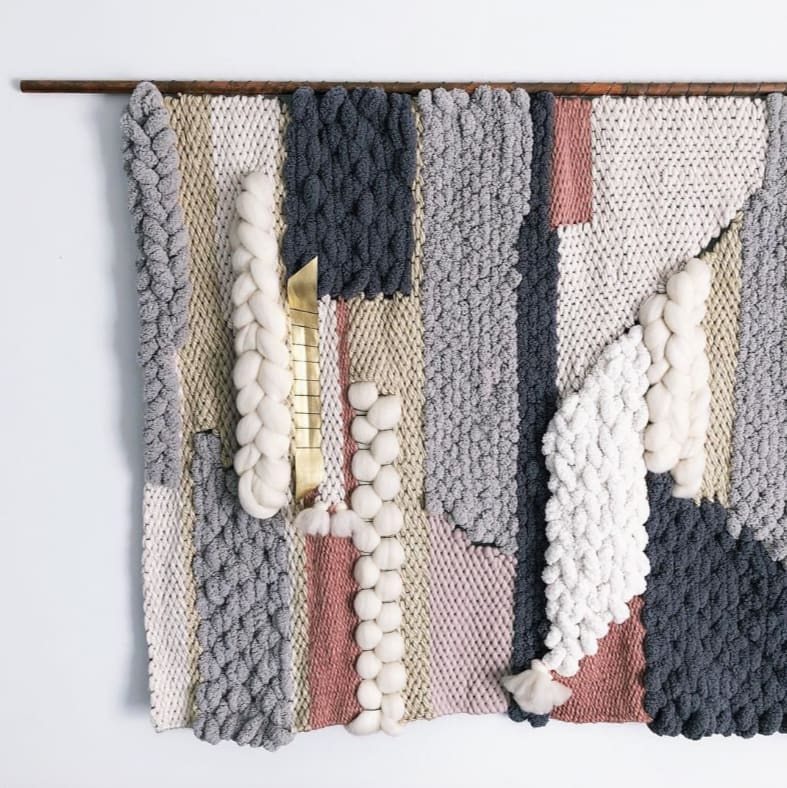 Woven Wall Hanging by Erin Barrett (Sunwoven). Displayed at a private residence in Los Angeles, CA. As seen on Wescover.