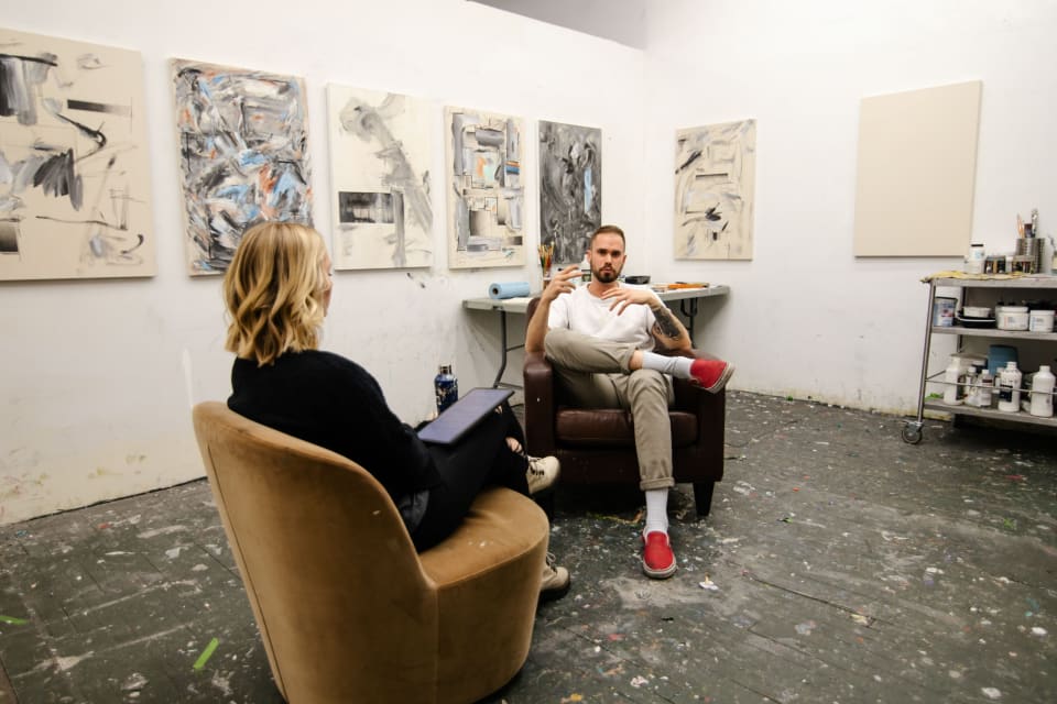 Grant McGrath and Lindsay Shepard in his studio. Image by Bryan Cerda.
