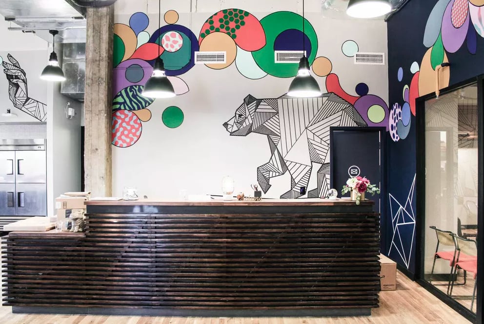 Allison &amp; The Couto Bros collaborative mural at WeWork LA. As seenon Wescover.