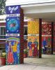 Claypit Hill School Entry Columns Mosaic | Public Mosaics by Joshua Winer,  Artist | Claypit Hill School in Wayland