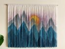 SIERRA PURPLE SUNSET Abstract Mountain Textile Wall Hanging | Macrame Wall Hanging in Wall Hangings by Wallflowers Hanging Art. Item composed of oak wood & wool compatible with boho and country & farmhouse style