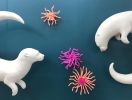 Otters and Plastic Corals Wall Sculptures | Wall Hangings by Bethany Krull. Item made of synthetic