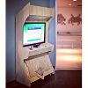 Custom Wood Arcade | Media Console in Storage by Monkwood | The Vault in Orange. Item made of wood