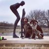 Who Rescued Who? | Public Sculptures by Lorri Acott | Z Bonz Dog Park in Fort Worth. Item made of metal