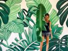 Tropical Leaf Mural | Murals by pepallama. Item composed of synthetic