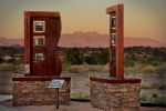 Waves & Windows | Public Sculptures by Brian Schader. Item made of steel with stone