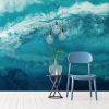 Blue Hawaiian Modern Ocean Wallpaper Mural | Wall Treatments by MELISSA RENEE fieryfordeepblue  Art & Design. Item compatible with contemporary and eclectic & maximalism style