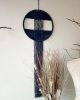 Round Dark Blue Tapestry | Wall Hangings by Magdyss Boutique. Item made of cotton with fiber works with boho & contemporary style