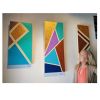 Geometric Triptych Set | Oil And Acrylic Painting in Paintings by Soulscape Fine Art + Design by Lauren Dickinson | Crumbzz in Forney. Item composed of synthetic