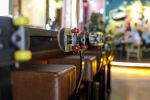 Penny Board Bar Stools | Chairs by Kyla Coburn Designs | Troop in Providence. Item made of steel with leather