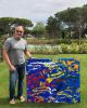Splash on Blue | Oil And Acrylic Painting in Paintings by Hugo Auler Jr. Art. Item made of canvas