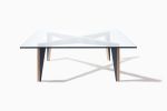 Cross Legs Glass Top Coffee Table. Handcrafted in Italy. | Tables by Miduny. Item composed of wood and glass