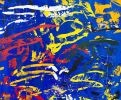 Splash on Blue | Oil And Acrylic Painting in Paintings by Hugo Auler Jr. Art. Item made of canvas