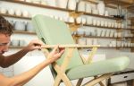 “Hybrid Chair & Footstool” | Accent Chair in Chairs by Studio Lorier. Item made of wood & fabric