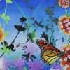 Monarch Butterflies Glass Wall | Oil And Acrylic Painting in Paintings by Cara Enteles Studio. Item composed of synthetic