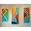 Geometric Triptych Set | Oil And Acrylic Painting in Paintings by Soulscape Fine Art + Design by Lauren Dickinson | Crumbzz in Forney. Item composed of synthetic