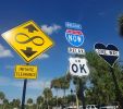Road Sign Triptych | Signage by Scott Froschauer Art. Item made of metal