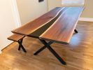 Epoxy river dining table | Tables by Dust & Spark. Item composed of walnut and synthetic