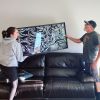 Black and White Abstract Painting | Oil And Acrylic Painting in Paintings by Elliot. Item composed of synthetic