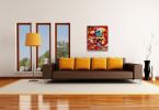 Splash on Chaotic Red | Oil And Acrylic Painting in Paintings by Hugo Auler Jr. Art. Item composed of canvas