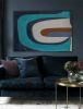 Large mid century modern painting art navy blue 3d texture | Oil And Acrylic Painting in Paintings by Berez Art. Item made of canvas compatible with minimalism and mid century modern style