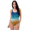 Women's Swimsuit - Good Tidings - Fluid Blue Gold | Work by Eman's Gallery