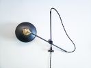 Matte Black and Brass Industrial Scissor Wall Lamp | Sconces by Retro Steam Works. Item made of fabric & brass compatible with industrial and modern style