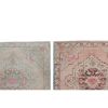Handmade Square Pink Distressed Oushak Rugs - a Pair | Small Rug in Rugs by Vintage Pillows Store. Item composed of cotton & fiber