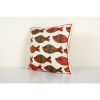 Cotton Handmade Suzani Pillowcase, Needlepoint Fish Uzbek | Sham in Linens & Bedding by Vintage Pillows Store. Item made of cotton